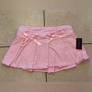 NWT Bodyrage Spencer’s Pink Pleated Bow Ribbon Accent Mini Skirt, Coquette Femme